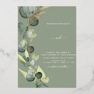 En Aluminium Eucalyptus Green Mariage or Foil Invitation