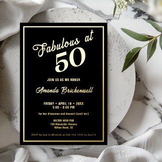 En Aluminium Fabuleux à 50 Anniversaire Foil Invitation