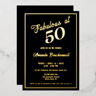 En Aluminium Fabuleux à 50 Anniversaire Foil Invitation
