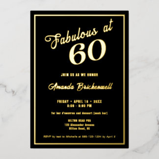 En Aluminium Fabuleux à 60 Anniversaire Foil Invitation