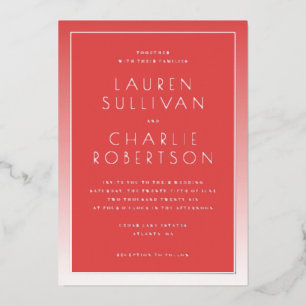 En Aluminium Faire invitation de mariage à dégradé rouge élégan