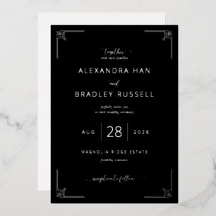 En Aluminium Faire invitation de mariage géométrique noir