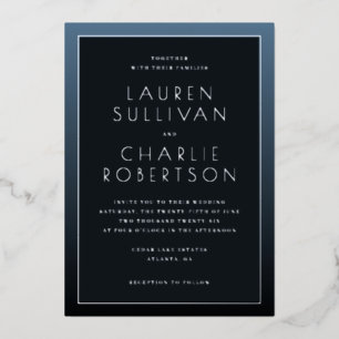 En Aluminium Faire invitation de mariage minimaliste bleu marin