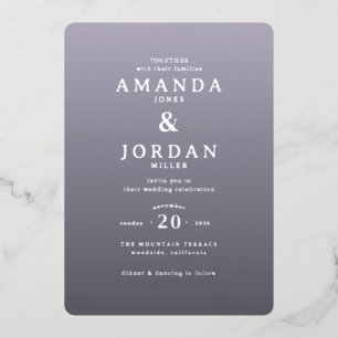 En Aluminium Faire invitation de mariage minimaliste lavande