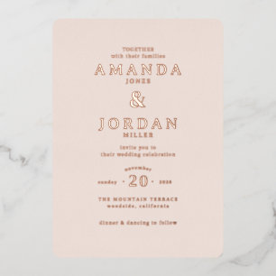En Aluminium Faire invitation de mariage minimaliste pêche élég
