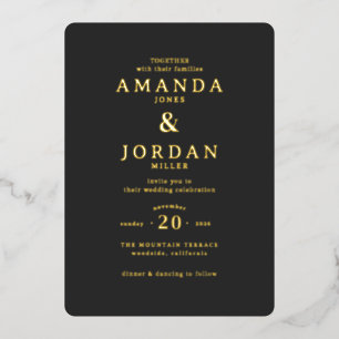 En Aluminium Faire invitation de mariage noir et or