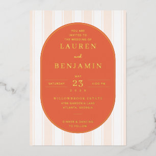 En Aluminium Faire invitation de mariage rayée corail