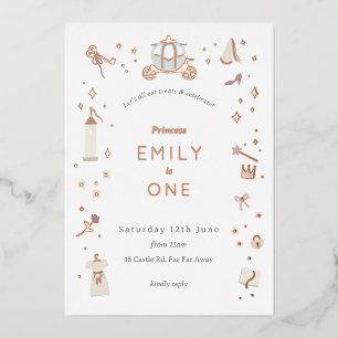 En Aluminium Fairytale Carriage Princess Party Foil Invitation