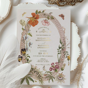 En Aluminium Fleur sauvage Vintage Wedding Invitation Mauve Ros
