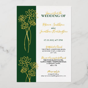 En Aluminium Fleurs d'or Mariage photo vert Invitation à huile