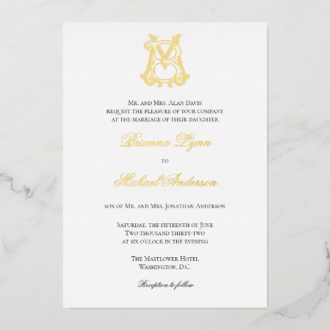 En Aluminium Foil BM Monogramme MB Monogramme Invitation (Recto)