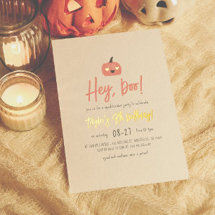 En Aluminium Foil Hey Boo Halloween Boho Fille Invitation Anniv