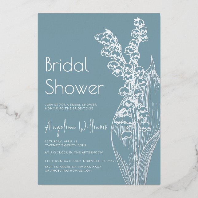 En Aluminium Foil Invitation Bride Douche. (Recto)