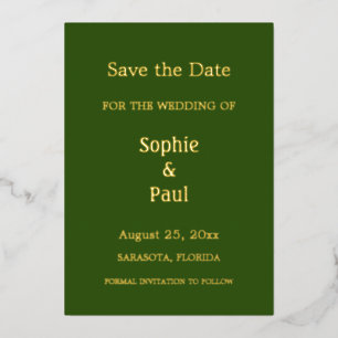 En Aluminium Forest Green Save the Date Foil Invitation
