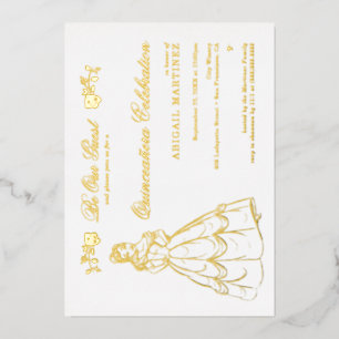 En Aluminium Gold Beauty et la bête Quinceañera Invitation