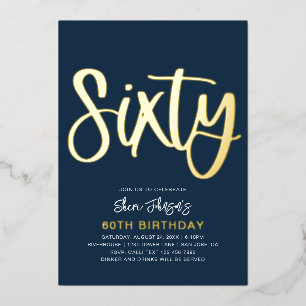 En Aluminium Gold Foil 60e anniversaire Invitation   Soixantièm