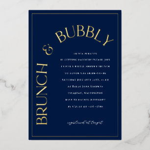 En Aluminium Gold Foil Brunch & Bubbly Bridal Shower Invitation