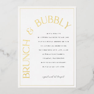 En Aluminium Gold Foil Brunch & Bubbly Bridal Shower Invitation