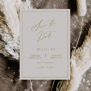 En Aluminium Gold Foil Enregistrer la date Modern Invitation Ca