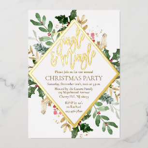En Aluminium Gold Foil Noël Fête Invitation