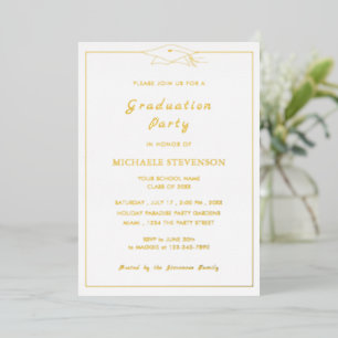 En Aluminium Gold Foil Shiny Luxury Graduation Party Invitation