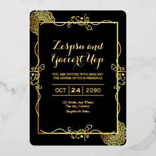 En Aluminium Gold Luxury Invitation Card Gold Foil