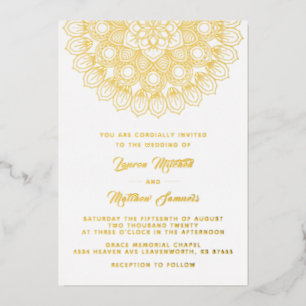En Aluminium Gold Mandala Mariage Foil Invitation