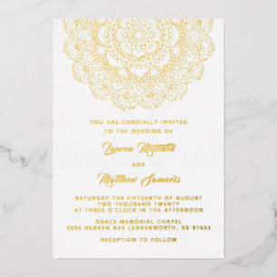 En Aluminium Gold Mandala Mariage Foil Invitation