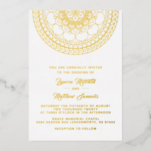 En Aluminium Gold Mandala Mariage Foil Invitation