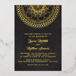 En Aluminium Gold Mandala Mariage Foil Invitation