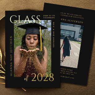 En Aluminium Graduation Black Gold Foil Graduate Invitation