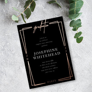 En Aluminium Graduation Moderne Parti Black Foil Invitation