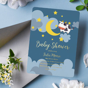 En Aluminium Invitation à la baby shower Moo Over the Moon