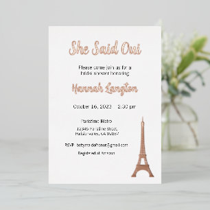 En Aluminium Invitation À La Douche Nuptiale, Elle A Dit Oui Ou