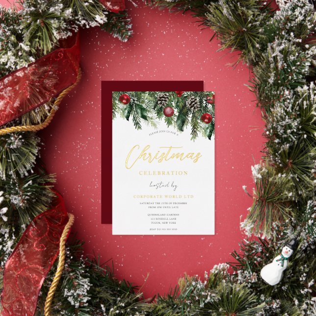 En Aluminium Invitation à la fête de Noël Gold Festive (Insitu)