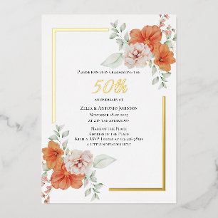 En Aluminium Invitation à l'huile de courge florale du 50e anni
