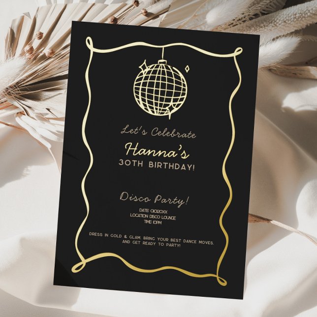 En Aluminium Invitation Anniversaire Feuille de Disco Ball (Disco Ball Birthday Foil Invitation)
