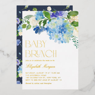 En Aluminium Invitation Baby Shower Brunch Hydrangea Bleue Aqua