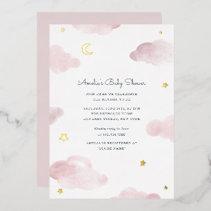 En Aluminium Invitation Baby shower rose et or Foil Sweet Dream