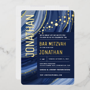 En Aluminium Invitation d'agate de Bar Mitzvah avec feuille d'o