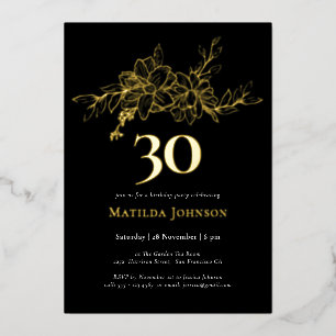 En Aluminium Invitation d'anniversaire 30 ans à motif floral av