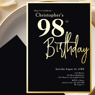 En Aluminium Invitation d'anniversaire 98 ans moderne élégant e