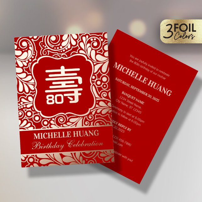 En Aluminium Invitation d'anniversaire chinoise de longévité (S (Créateur téléchargé)