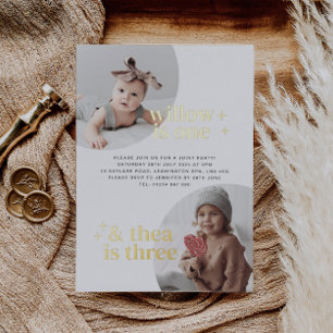En Aluminium Invitation d'anniversaire conjointe avec Arches Or