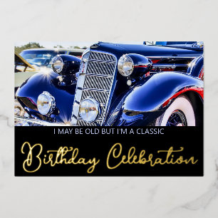 En Aluminium Invitation d'anniversaire de voiture classique des