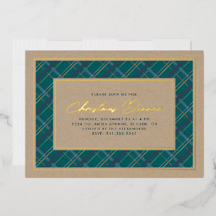 En Aluminium Invitation de dîner de Noël Plaid d'hiver métallis