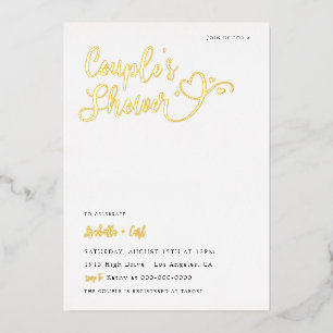 En Aluminium Invitation de douche de couple coeurs