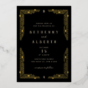 En Aluminium Invitation de Foil Frontière Art Nouveau