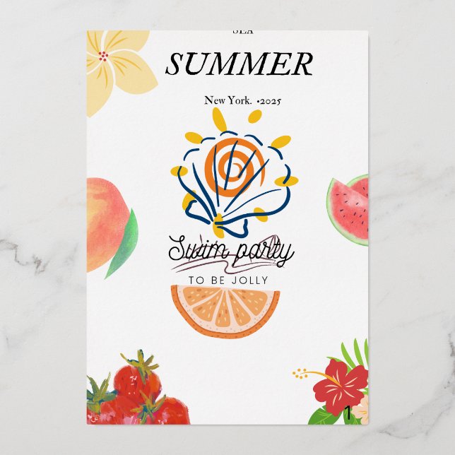 En Aluminium Invitation de la piscine d'été. (Recto)