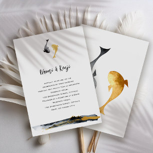 En Aluminium Invitation de mariage à feuille d'or de carpe à l'